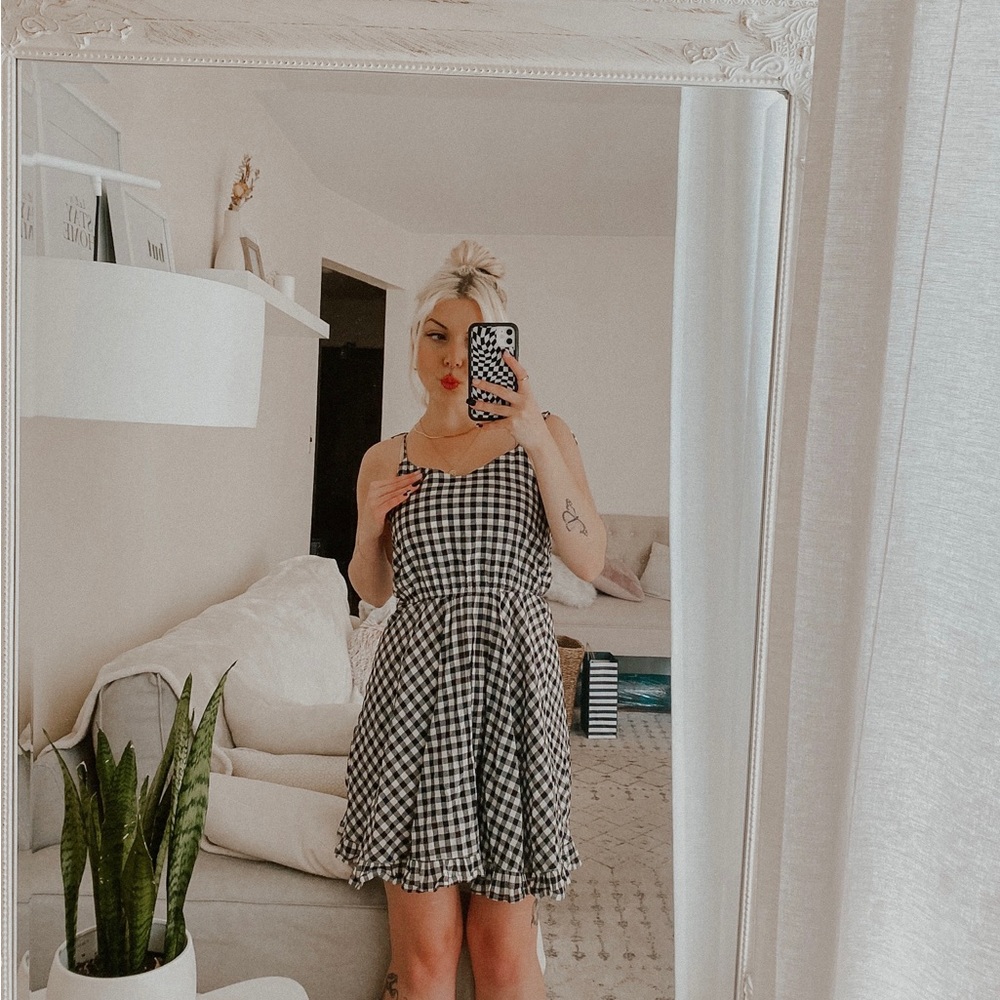 Cosmos Gingham Black & White Mini Dress